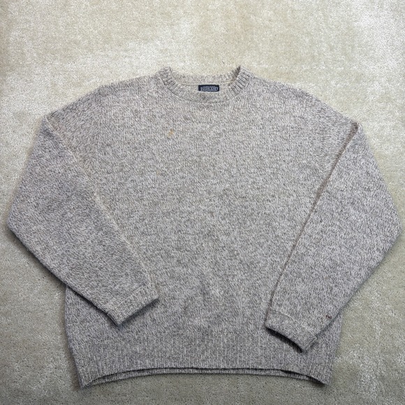 Lands' End Other - Vintage 90s Lands End Sweater Mens XL Long Gray White Knit Wool Nylon Pullover